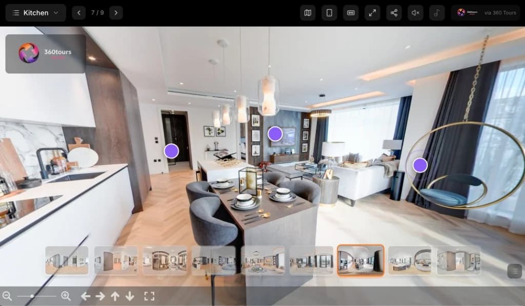 3D virtual property tour produced from a professional scan