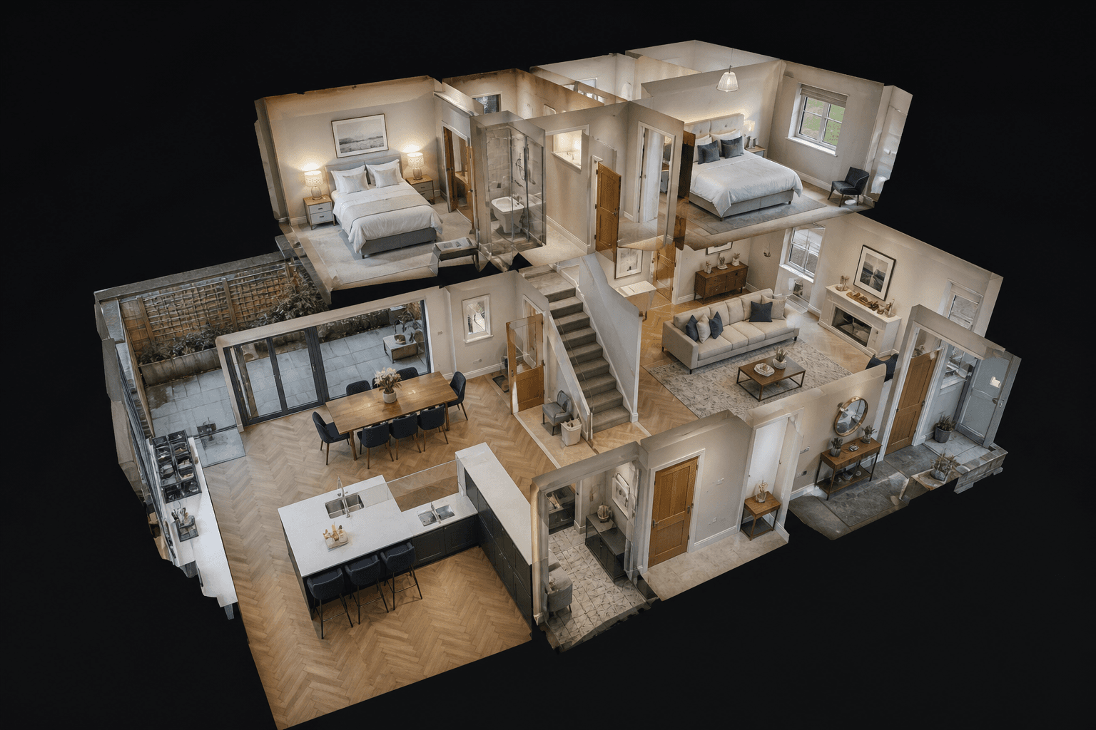 Matterport dollhouse 3D scan view of a UK residential property created by professional Matterport scanning services