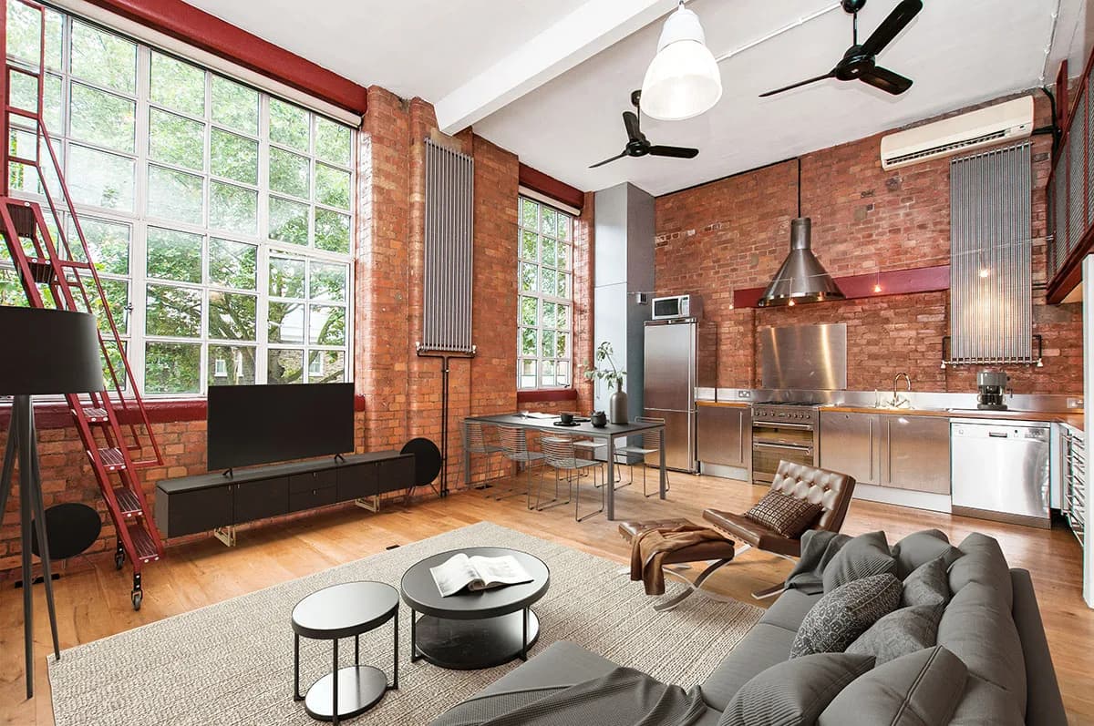 Industrial loft apartment — after virtual staging